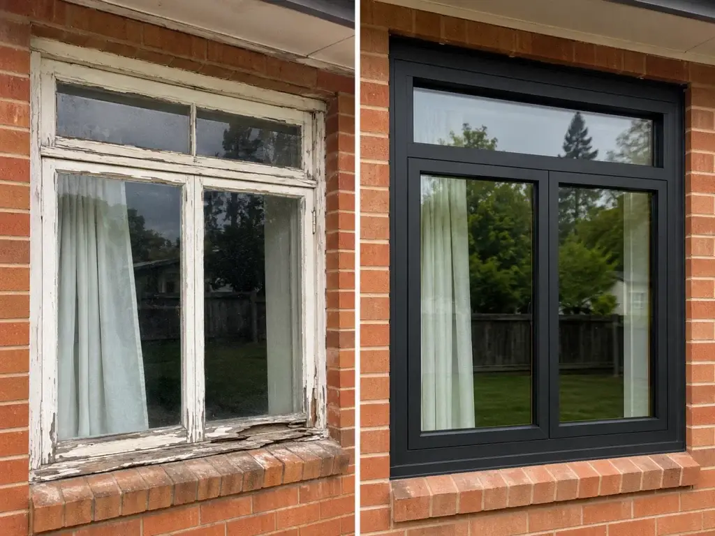 Old window upgraded to a modern aluminium window for better appearance and performance