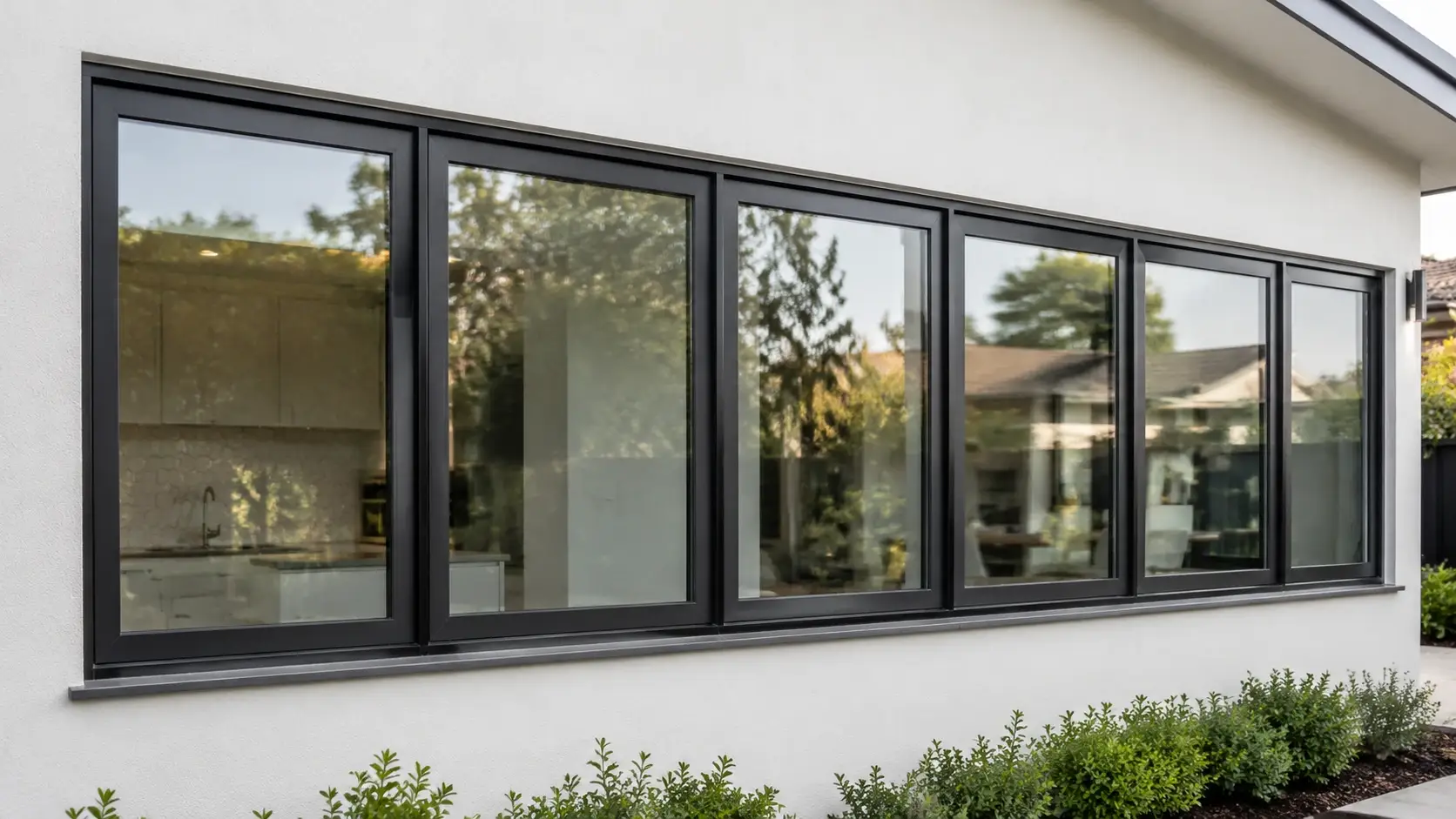 Black aluminium windows installed on a modern Sydney home