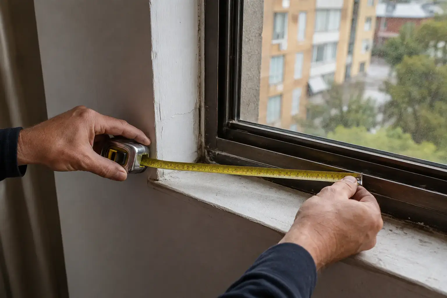 Final measurement of an existing aluminium apartment window opening